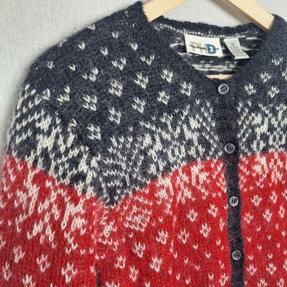 💙 Paul Harris Mohair Blend Warm Cardigan Sweater Size S/M Nordical Holidays Fal - Picture 5 of 7